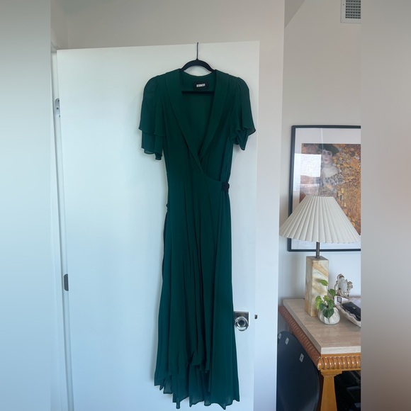 NWT Reformation Layley Wrap Maxi Dress in Emerald Green, Size XL - Picture 6 of 10